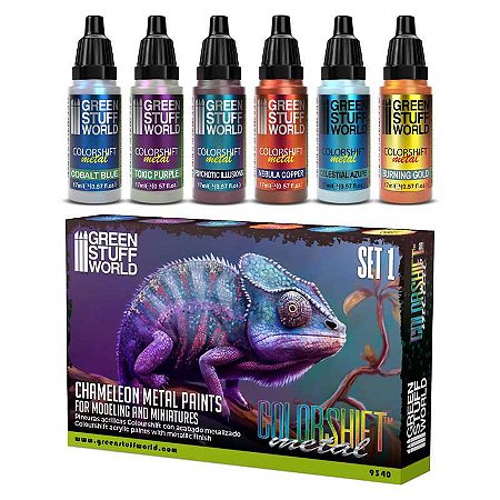 Conjunto Tintas Metálicas CHAMELEON SET 1 - Green Stuff World (Box x6 17ml)
