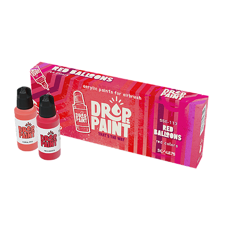 Conjunto Tintas Acrílicas Drop & Paint - RED BALLONS - Scale75 (Box x8 17ml)