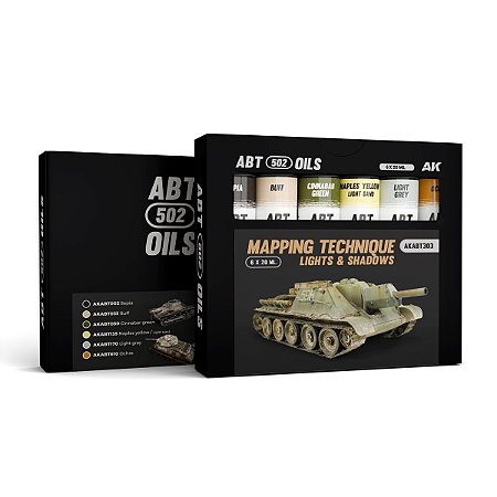 Conjunto Tintas Óleo MAPPING TECHNIQUE LIGHTS AND SHADOWS - AK Interactive/Abteilung 502 (Box x6 20ml)