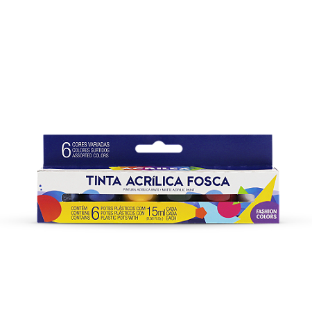 Conjunto Tintas Acrílicas Foscas FASHION COLORS - Acrilex (Box x6 15ml)