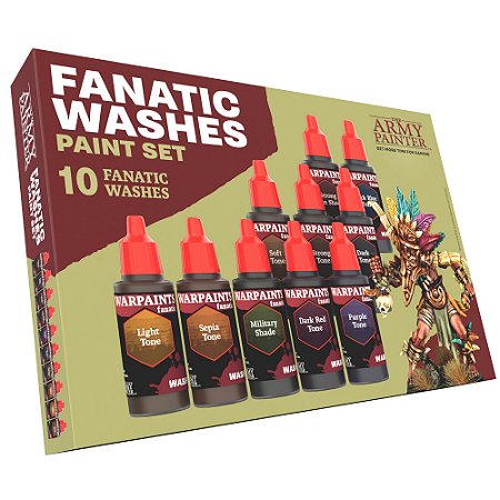 Conjunto de Tintas Acrílicas: Warpaints Fanatic: Washes Paint Set - Army Painter (10x 18ml)