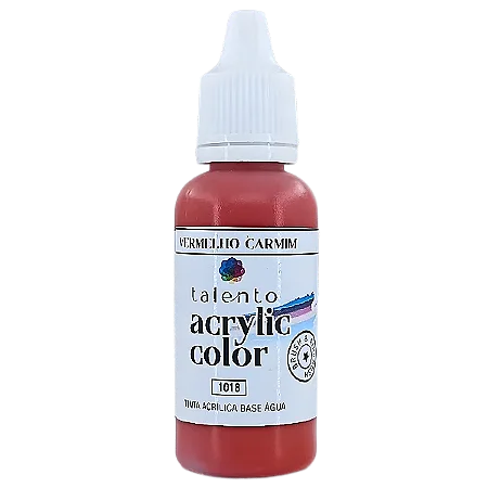 Tinta Acrílica Acrylic Color - VERMELHO CARMIM - Talento (20ml)