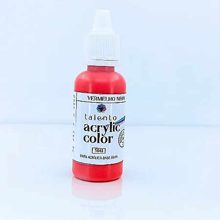 Tinta Acrílica Acrylic Color - VERMELHO NEON - Talento (20ml)