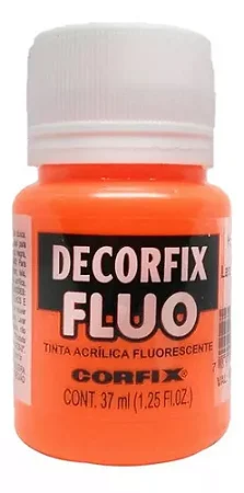 Tinta Acrílica Decorfix Fluorescente LARANJA FOGO - Corfix (37ml)