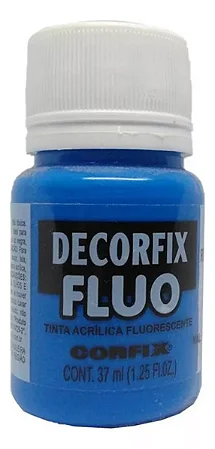Tinta Acrílica Decorfix Fluorescente AZUL - Corfix (37ml)