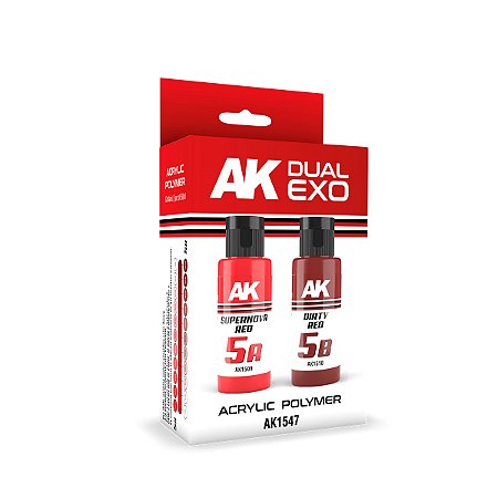 Conjunto Tintas Acrílicas Dual Exo - SUPERNOVA RED & DIRTY RED - AK Interactive (Box x2 60ml)