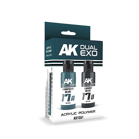 Conjunto Tintas Acrílicas Dual Exo - GRAPHITE BLUE & LUNAR BLUE - AK Interactive (Box x2 60ml)