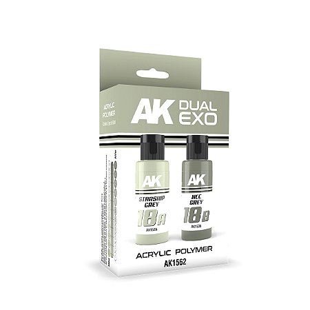 Conjunto Tintas Acrílicas Dual Exo - STARSHIP GREY & NCC GREY - AK Interactive (Box x2 60ml)