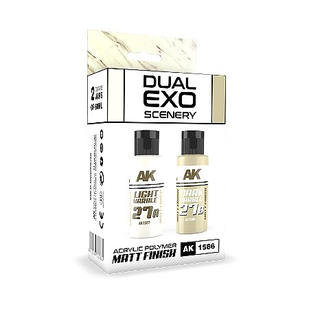 Conjunto Tintas Acrílicas Dual Exo - LIGHT MARBLE & DARK MARBLE - AK Interactive (Box x2 60ml)