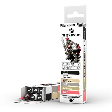 Conjunto Marcadores Acrílicos Playmarkers - SKELETON & ZOMBIES - AK Interactive (6 cores)