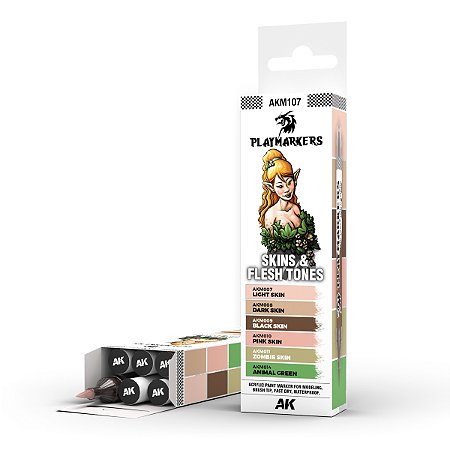 Conjunto Marcadores Acrílicos Playmarkers - SKIN & FLESH TONES - AK Interactive (6 cores)