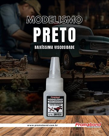 Cola Adesiva Modelismo Preto - Promabond (10g)