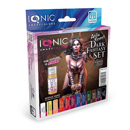 [PRÉ-VENDA] Conjunto Tintas Acrílicas: DARK FANTASY por Atila Kawauti - IONIC Smart Colors (12x 20ml)