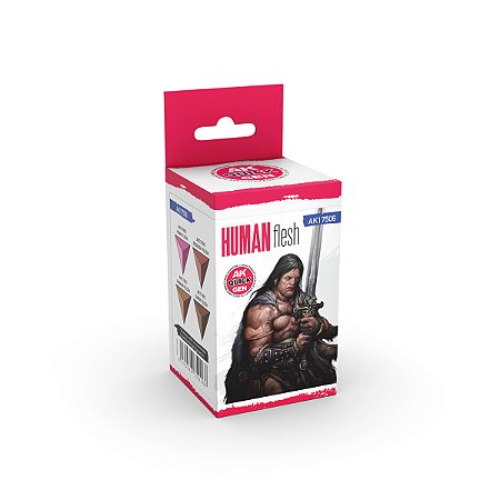 Conjunto Tintas Acrílicas Quick Gen HUMAN FLESH - AK Interactive (Box x4 18ml)