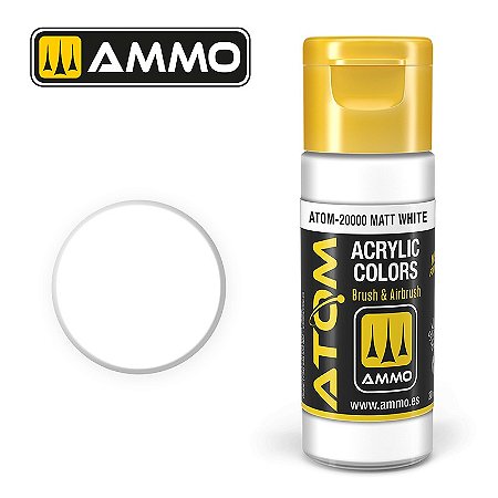 Tinta Acrílica ATOM COLOR - MATT WHITE - AMMO (20ml)