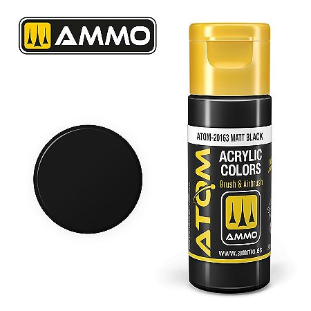 Tinta Acrílica ATOM COLOR - MATT BLACK - AMMO (20ml)