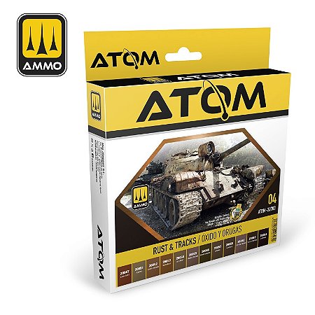 Conjunto Tintas Acrílicas ATOM - RUST & TRACKS - AMMO (Box x12 20ml)