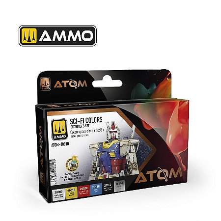 Conjunto Tintas Acrílicas ATOM para Iniciantes - SCI-FI COLORS - AMMO (Box x6 20ml)