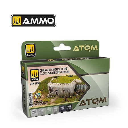 Conjunto Tintas Acrílicas ATOM - CEMENT and CONCRETE COLORS - AMMO (Box x6 20ml)