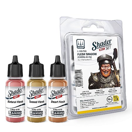 Conjunto Tintas Acrílicas SHADER Fosco - FLESH SHADOW - AMMO (3 potes de 17ml)