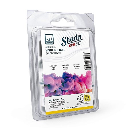 Conjunto Tintas Acrílicas SHADER Fosco - VIVID COLORS - AMMO (3 potes de 10ml)