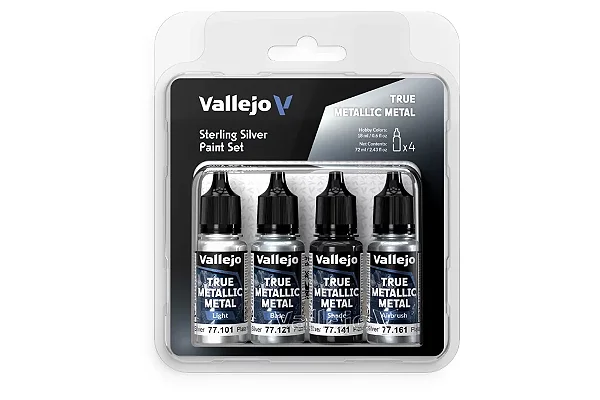 Conjunto Tintas Acrílicas STERLING SILVER - Vallejo (x4 18ml)