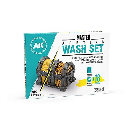 Conjunto de Washes Acrílico MASTER ACRYLIC - AK Interactive (Box x18 18ml)