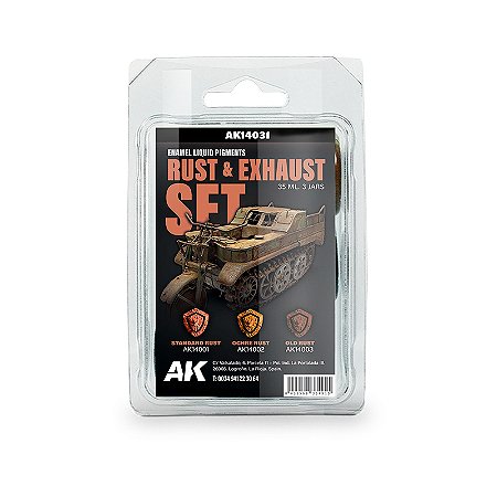 Conjunto Pigmento Líquido RUST & EXHAUST - AK Interactive (Box x3 35ml)