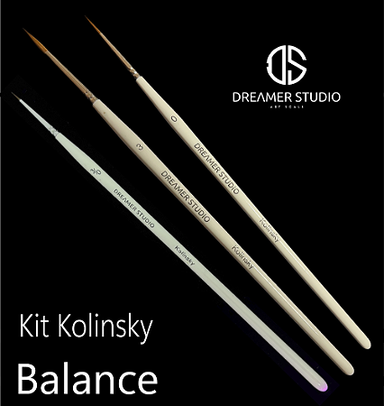 Kit Pincéis Kolinsky Balance Precision - Dreamer Studio (Três Pincéis: 0, 3 e 3/0)