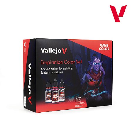 Conjunto Tintas Acrílicas Game Color INSPIRATION COLOR - Vallejo (Box x48 18ml + 3 pincéis)
