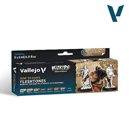 Conjunto Tintas Acrílicas Wizkids Premium FLESHTONES - Vallejo (8x 8ml)