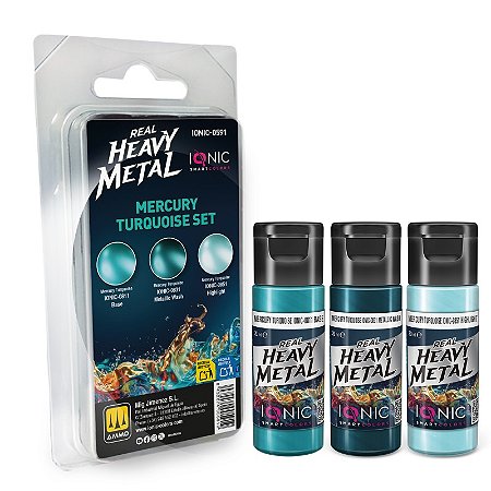 Conjunto Metálico Real Heavy Metal MERCURY TURQUOISE - IONIC Smart Colors (Box x3 20ml)
