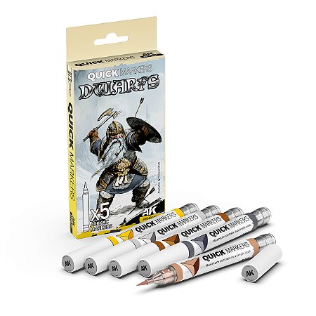 Conjunto Marcadores Acrílicos Quick Markers DWARFS - AK Interactive (5 cores)