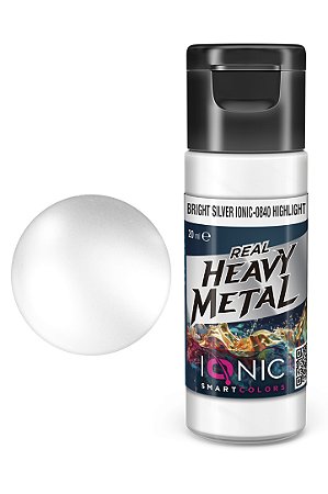 Tinta Metálica Acrílica Real Heavy Metal - BRIGHT SILVER (HIGHLIGHT) - IONIC Smart Colors (20ml)