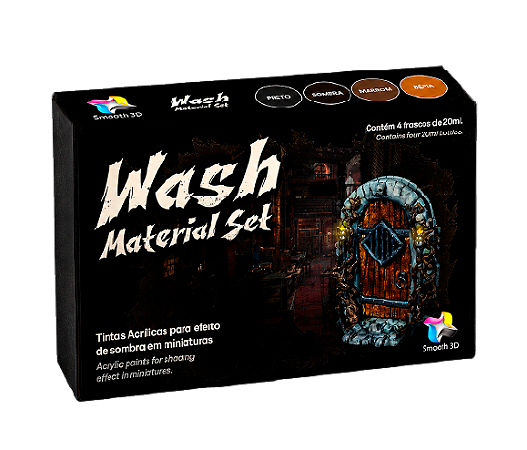 Conjunto Washes Acrílicos WASH MATERIAL - Smooth 3D (Box x4 20ml)