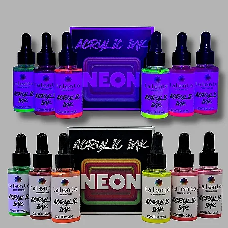 Kit Acrylic Ink Neon - Talento (Box x6 25ml)