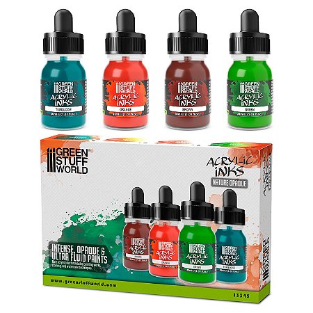 Conjunto Inks Acrílicas de Alta Cobertura NATURE OPAQUE - Green Stuff World (Box x4 30ml)