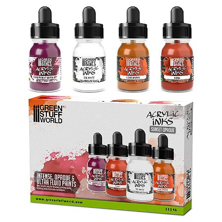 Conjunto Inks Acrílicas de Alta Cobertura SUNSET OPAQUE - Green Stuff World (Box x4 30ml)
