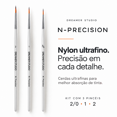 Kit 3 pincéis N Precision - Dreamer Studios (Pincéis 2/0, 1, 2)
