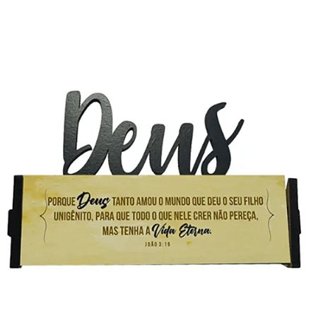 Enfeite Palavra Decorativa de Mesa Deus Versículo João 3:16 Bíblia Religião