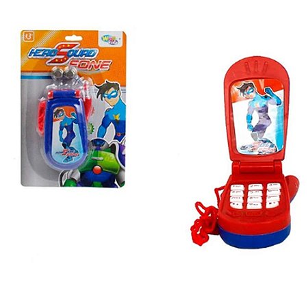 Brinquedo Celular Hero Squad com Som e Cordão