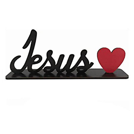 Enfeite Palavra Jesus Decorativa em Madeira de Mesa