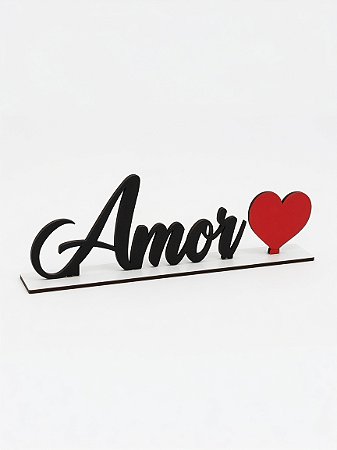 Enfeite Palavra Amor Madeira Decorativa com Base Quarto Sala Escritório