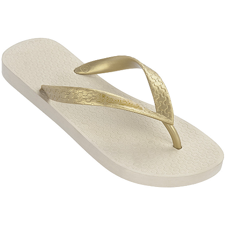 Chinelo Feminino Ipanema Sandália Clássica Bege/ouro