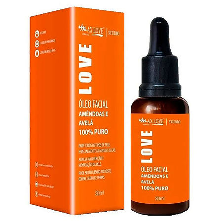 Óleo Facial Max Love Amêndoas E Avelã 100% Puro 30ml
