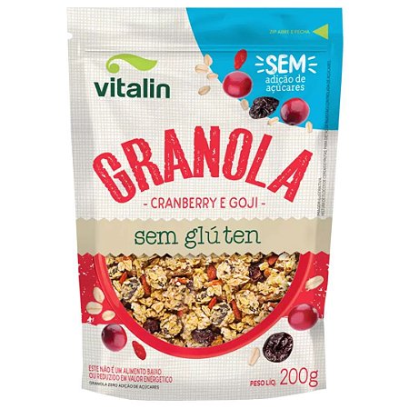 GRANOLA CRANBERRY E GOJI SEM AÇUCAR 200g VITALIN