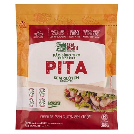 PAO PITA SEM GLUTEN VEGANO 210g CASA RIGANI