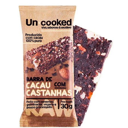 BARRA DE CACAU C/ CASTANHAS 30g UNCOOKED