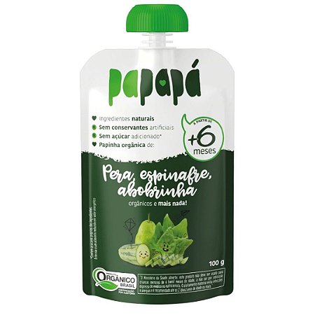 PAPINHA PERA/ESPINAFRE/ABOBRINHA ORG 100g PAPAPA