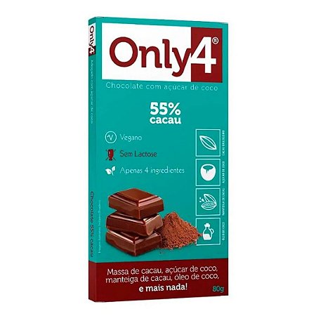 CHOCOLATE 55% CACAU 80g ONLY4